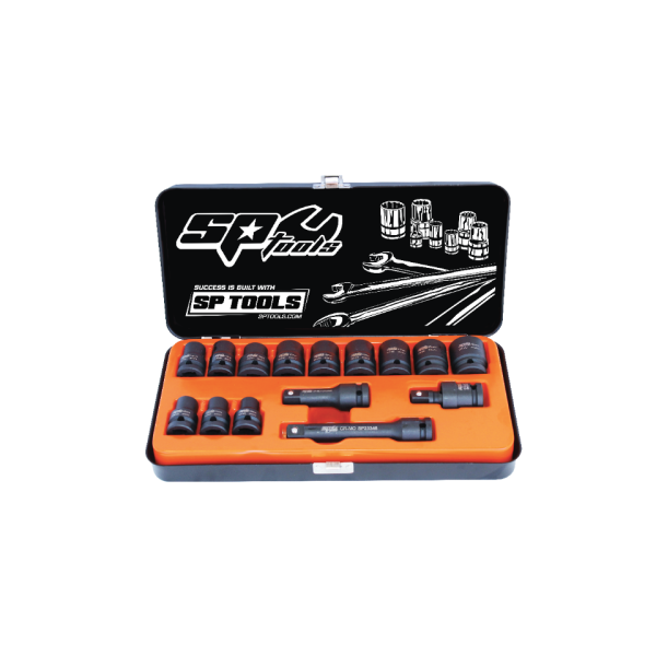 SOCKET SET IMPACT 1/2DR 6PT 15PC METRIC